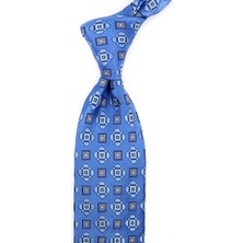 Kravatkolik Mavi Motif Desen Italyan Ipek Kravat İK2367