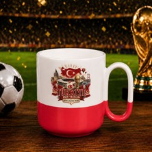 Bk Gift Türkiye Taraftar Temalı Dünya Futbol Kupası Tasarımlı Kırmızı Joyful Kupa Bardak-7 Tek Yürek Milli Takım Ruhu