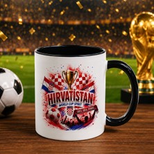 Bk Gift Hırvatistan Taraftar Temalı Dünya Futbol Kupası Tasarımlı Siyah Kupa Bardak