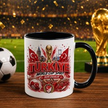 Bk Gift Türkiye Taraftar Temalı Dünya Futbol Kupası Tasarımlı Siyah Kupa Bardak-9 Tek Yürek Milli Takım Ruhu