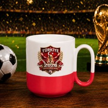 Bk Gift Türkiye Taraftar Temalı Dünya Futbol Kupası Tasarımlı Kırmızı Joyful Kupa Bardak-5 Tek Yürek Milli Takım Ruhu