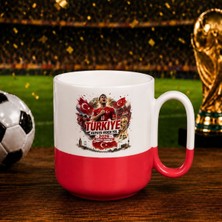 Bk Gift Türkiye Taraftar Temalı Dünya Futbol Kupası Tasarımlı Kırmızı Joyful Kupa Bardak-3 Tek Yürek Milli Takım Ruhu