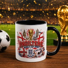 Bk Gift Ingiltere Taraftar Temalı Dünya Futbol Kupası Tasarımlı Siyah Kupa Bardak