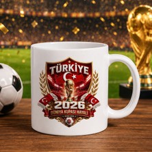 Bk Gift Türkiye Taraftar Temalı Dünya Futbol Kupası Tasarımlı Beyaz Kupa Bardak-5 Tek Yürek Milli Takım Ruhu