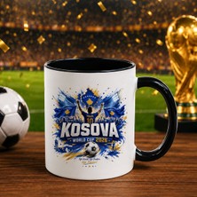 Bk Gift Kosova Taraftar Temalı Dünya Futbol Kupası Tasarımlı Siyah Kupa Bardak-5