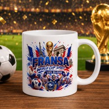 Bk Gift Fransa Taraftar Temalı Dünya Futbol Kupası Tasarımlı Beyaz Kupa Bardak