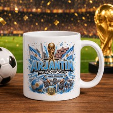 Bk Gift Arjantin Taraftar Temalı Dünya Futbol Kupası Tasarımlı Beyaz Kupa Bardak