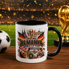 Bk Gift Almanya Taraftar Temalı Dünya Futbol Kupası Tasarımlı Siyah Kupa Bardak