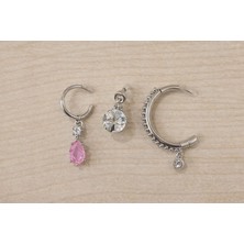 Daya Glow Silver Renk 3'lü Küpe Set