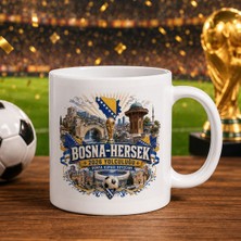 Bk Gift Bosna-Hersek Taraftar Temalı Dünya Futbol Kupası Tasarımlı Beyaz Kupa Bardak-2