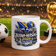 Bk Gift Bosna-Hersek Taraftar Temalı Dünya Futbol Kupası Tasarımlı Beyaz Kupa Bardak-1
