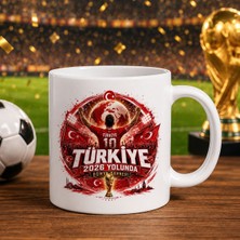 Bk Gift Türkiye Taraftar Temalı Dünya Futbol Kupası Tasarımlı Beyaz Kupa Bardak-6 Tek Yürek Milli Takım Ruhu
