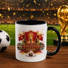 Bk Gift Kuzey Mekadonya Taraftar Temalı Dünya Futbol Kupası Tasarımlı Siyah Kupa Bardak-4
