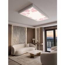 Gökyüzü Panel Pembe Çiçek 60X120, 106W, Sıva Üstü, Güçlü LED Aydınlatma, Tavan Armatürü, LED Panel, Ofis, Mutfak Aydınlatması