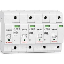 Federal Parafudr 3p+N 100KA B+C Sınıfı Tip 1+2 275VAC Aşırı Gerilim Koruyucu (FSPD-BC15)