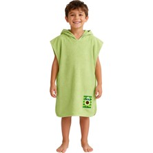 Organickid Towel Çocuk Yeşil Kapşonlu Panço Plaj Havlu