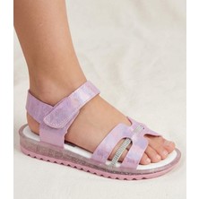 Mocno Ortopedik Kız Çocuk Günlük Sandalet Taşlı Pembe