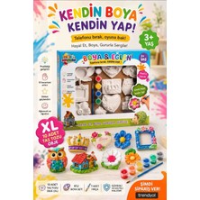 Hediye Sepeti 1643 Boyanabilir Taş Tozu Figür Seti (10 Adet) + 6 Renk Boya ve Fırça – Eğitici Çocuk Aktivite Seti