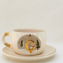 BSK Ceramics Handmade Kış Harfli Çay Fincanı Ç Harfi