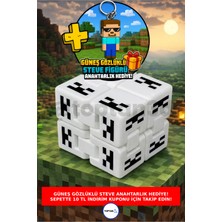 Toptan3D Minecraft Tarzı Stres Küpü, Iskelet Tarzı Stres Küpü, Infinity Cube + Gözlüklü Karakter Anahtarlık Hediyeli