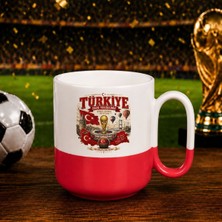 Bk Gift Türkiye Taraftar Temalı Dünya Futbol Kupası Tasarımlı Kırmızı Joyful Kupa Bardak-1 Tek Yürek Milli Takım Ruhu
