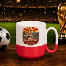 Bk Gift Kuzey Mekadonya Taraftar Temalı Dünya Futbol Kupası Tasarımlı Kırmızı Joyful Kupa Bardak-2