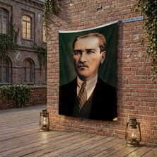 Punto Dizayn Sivil Başkumandan Gazi Mustafa Kemal Atatürk poster Bayrak Raşel Kumaş 100x150 cm ATA6