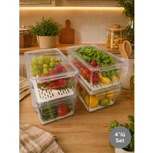 Nesto Home 4'lü Set Süzgeçli Kapaklı Buzdolabı Düzenleyici