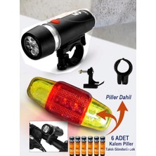Neler Geldi Neler 6 Adet Pil Dahil Bisiklet Lambası ve Stop Lambası Takımı Ön Arka 5 LED Ön Far 5 LED Arka Stop Lambası