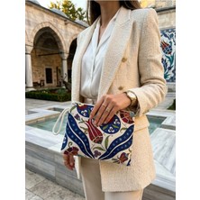 Clutch Osmanlı Çini Desenli Goblen El Çantası – Şık ve Zarif Model