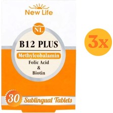 New Life B12 Methyl Plus 30 Tablet - 3 Adet (Toplam 90 Tablet) - Dezenfektan Hediyeli (%72 Alkol)