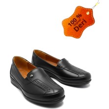 Magic Shoes Günlük Kadın Siyah Tamamen Hakiki Deri Içi Deri Comfort Tam Ortopedik Anne Ayakkabısı