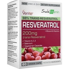 Suda Vitamin 60 Bitkisel Kapsül Resveratrol 200 Mg Vitamin A, C, E ve Selenium ile Zenginleştirilmiş