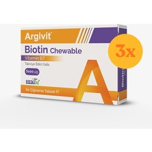 Argivit Biotin Chewable 60 Tablet - 3 Adet (Toplam 180 Tablet)