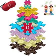 Muffik Tactile Memory Game · 12 Parça Dokunsal Hafıza Dokun ve Bul Oyunu | Ortopedik Duyusal ve Motor Gelişim Matı | Taktil Eşleştirme Seti