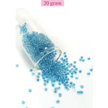 Royaleks Dökme Cam Kum Boncuk (8/0) 3 mm - 20 Gram - Şeffaf Gök Mavi - BNC173 Mariposa Secret