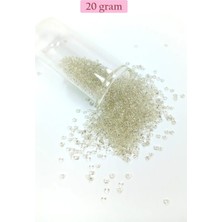 Royaleks Dökme Cam Kum Boncuk (11/0) 2 mm - 20 Gram -  Şeffaf Beyaz - BNC018 Mariposa Secret