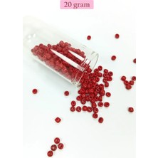 Royaleks Dökme Cam Kum Boncuk Büyük Boy (6/0) 4 mm - 20 Gram - Koyu Kırmızı - BNC074 Mariposa Secret