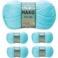 5 Adet Vizon Premium Akrilik El Örgü Ipi Yünü Renk NO:10535 Açık Turkuaz Mariposa Secret