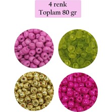 Royaleks Dökme Cam Kum Boncuk Büyük Boy (6/0) 4 mm - 4 Renk - Toplam 80 Gram - BNC412 Mariposa Secret