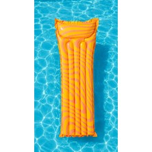 Haki Store Turuncu Sarı Dalga Desenli Şişme Deniz Yatağı 183X69 cm Havuz ve Plaj Yatağı