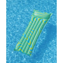 Haki Store Mavi Yeşil Dalga Desenli Şişme Deniz Yatağı 183X69 cm Havuz ve Plaj Yatağı