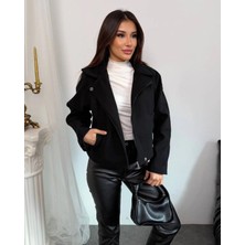 Zf Butik Kadın Oversize Süet Bomber Ceket Kısa Kesim Siyah