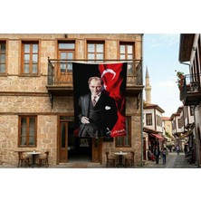 Punto Dizayn Atatürk ve Atatürk Imzalı Türk Bayrağı Poster Bayrak Premium Raşel Kumaş 300X450CM ATA51