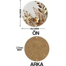 Dekoratif Uv Baskılı 3D Gürünümlü Mdf Duvar Süsü – Altın Çiçek Tasarımı DT092,DT092 33 x