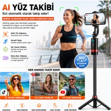 Airstorr Aırstorr JH18 Aı Yüz Takipli Selfie Stick 180CM Tripodlu Telefon Standı 360° Otomatik Takip Jest Kontrollü Kumandalı
