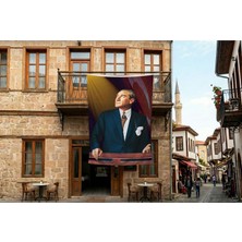 Punto Dizayn Atatürk ve Türk Bayrağı Poster Bayrak Premium Raşel Kumaş 300X450CM ATA13
