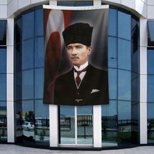 Punto Dizayn Kalpaklı Mustafa K.atatürk ve Türk Bayrağı Poster Bayrak Raşel Kumal 4x6 Metre Ata4