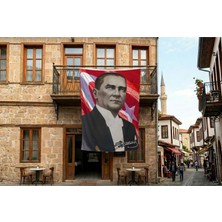 Punto Dizayn Sivil Mustafa Kemal Atatürk Ay-Yıldız Poster Poster Bayrak Premium Raşel Kumaş 300x450cm ATA19