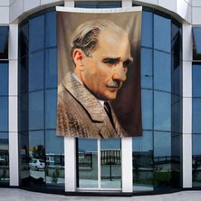 Punto Dizayn Sivil Gazi Mustafa Kemal Atatürk Yan Portre Poster Bayrak Raşel Kumal 4x6 Metre Ata8